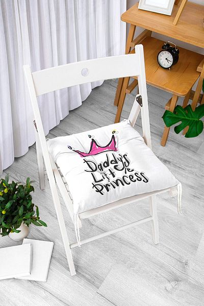 Realhomes Pink Crown Patterned Digital Printed Fluffy Chair Cushion