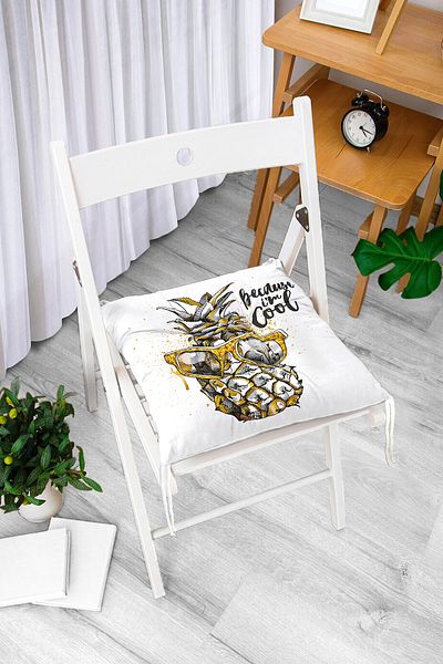 Realhomes Pofidik Chair Cushion with 3D Pineapple Special Design on White Background