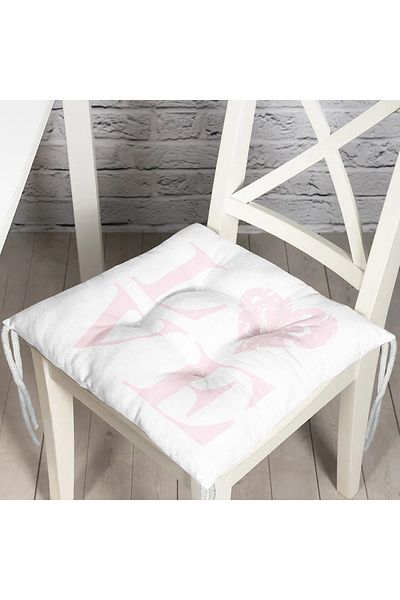 Realhomes Love Themed Digital Printed Fluffy Square Chair Cushion