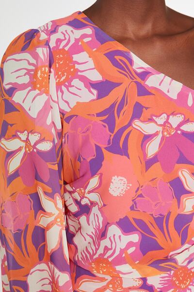 Trendyol Collection Krátké večerní šaty Colorful Gather Detailed Šifon - TPRSS22EL1752