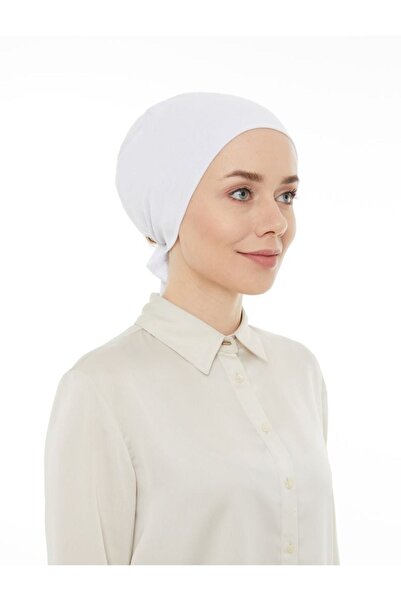 LAVENDER Women's White Stitched Combed Cotton Bonnet