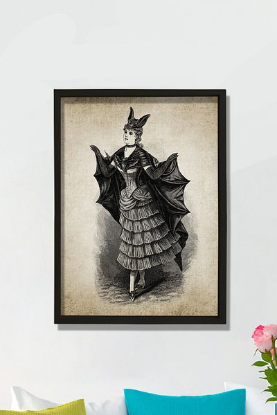 Dekor Loft Pictură de perete cu ramă de pin natural Bat Woman