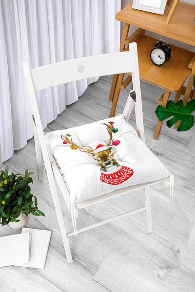 Realhomes Modern Deer Pattern Digital Printed Fluffy Chair Cushion