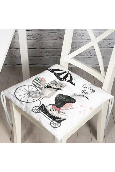 Realhomes Fashion Girl Digital Printed Modern Fluffy Chair Cushion