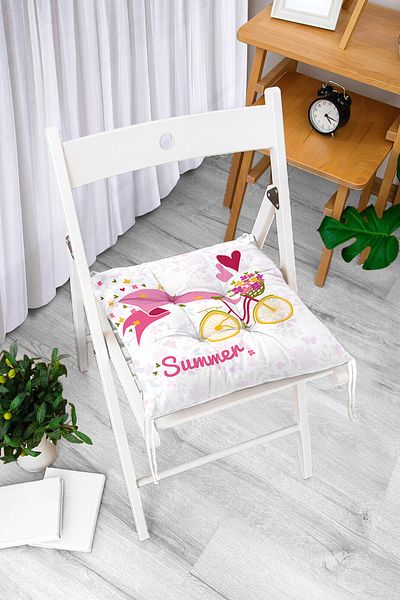 Realhomes Modern Bicycle Patterned Digital Printed Fluffy Chair Cushion