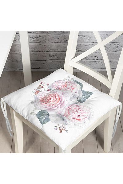Realhomes Modern Printed Fluffy Chair Cushion with Pale Flower Motif