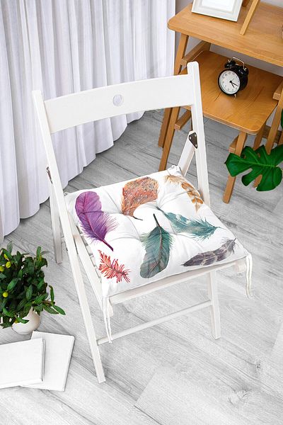 Realhomes Digital Printed Fluffy Square Chair Cushion with Feather Picture