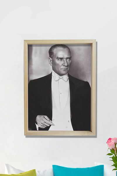Dekor Loft Tablou Ataturk cu rama din lemn natural de pin