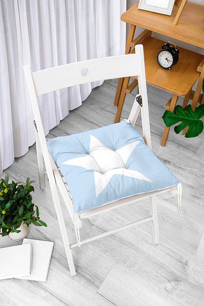 Realhomes Star Patterned Digital Printed Fluffy Square Chair Cushion
