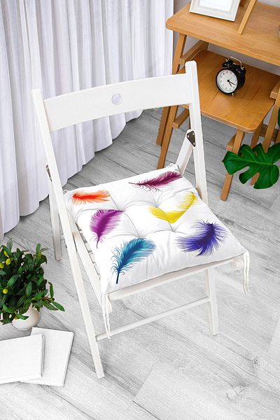 Realhomes Digital Printed Fluffy Square Chair Cushion with Feather Picture