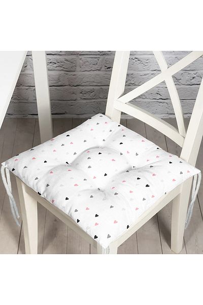 Realhomes Colorful Hearts on White Background Children's Room Pouf Chair Cushion