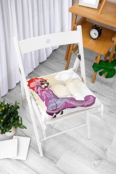 Realhomes Japanka u ljubičastoj haljini sa crvenim kišobranom i modernim pufn...