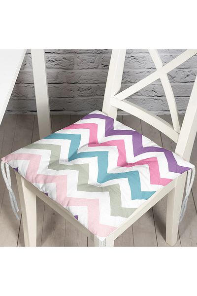 Realhomes Zigzag Pattern Digital Printed Fluffy Square Chair Cushion
