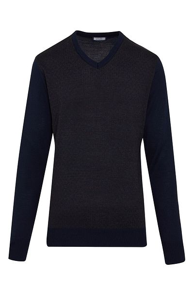 Hatemoğlu Navy Blue Regular Fit Patterned V-Neck Woolen Sweater