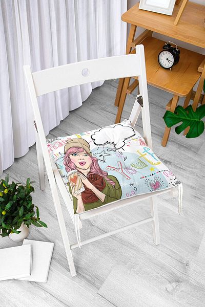 Realhomes Pop Art Patterned Digital Printed Modern Pouf Chair Cushion