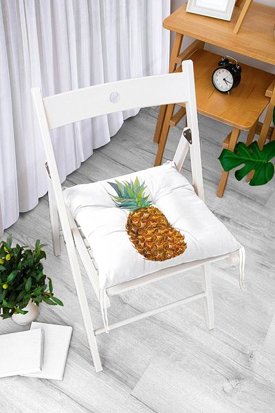 Realhomes Pineapple Patterned Digital Printed Fluffy Square Chair Cushion 40 x 40 cm