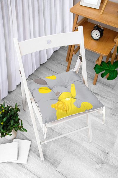 Realhomes Μαξιλάρι καρέκλας για παιδικό δωμάτιο με κίτρινο ζιγκ-ζαγκ I Love Animal Pattern