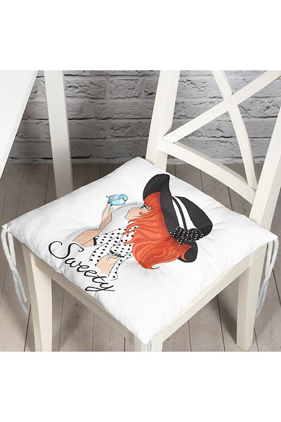 Realhomes Fashion Girl Digital Printed Μοντέρνο Αφράτο Μαξιλάρι Καρέκλας