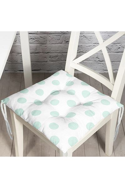 Realhomes Light Blue Polka Dot Digital Printed Pouf Chair Cushion