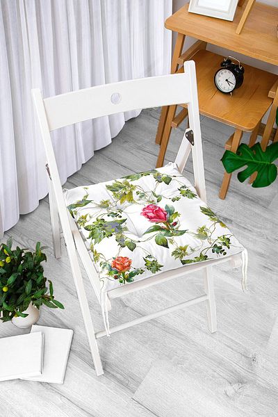 Realhomes Khaki Green Jar Patterned Digital Printed Pouf Chair Cushion