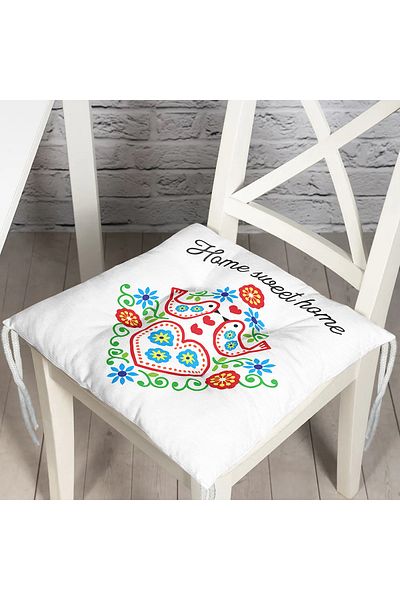 Realhomes Home Sweet Home Written Digital Printed Pouf Chair Cushion