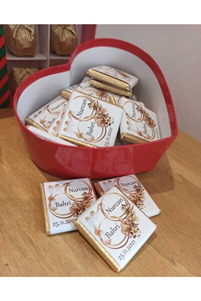 Cavlı Çikolata Organizasyon Sevgililer Günü Için Özel Kırmızı Kalpli Kutuda K...