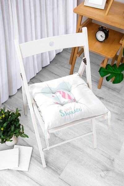 Realhomes Білий фон з рожевими хмарками Дитяча кімната Подушка для стільця