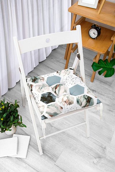 Realhomes Weather Themed Digital Printed Fluffy Chair Cushion with Honeycomb Motif