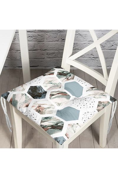 Realhomes Weather Themed Digital Printed Fluffy Chair Cushion with Honeycomb Motif