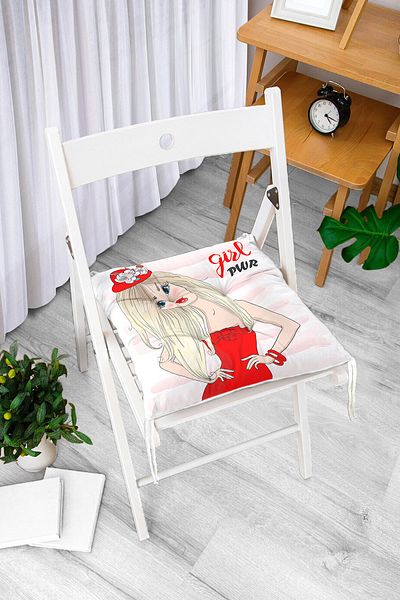 Realhomes Ριγέ Grl Power μοτίβο ψηφιακής εκτύπωσης Αφράτο τετράγωνο μαξιλάρι καρέκλας