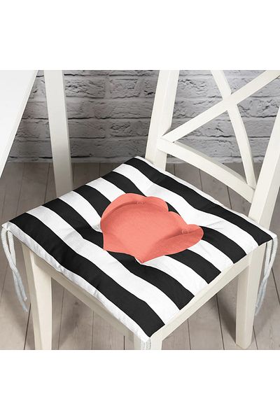 Realhomes Modern Heart Patterned Digital Printed Fluffy Chair Cushion