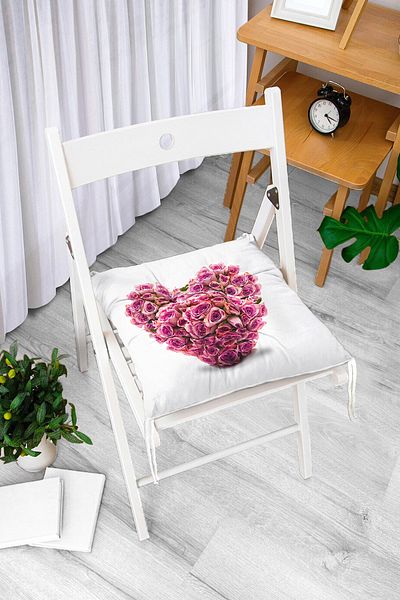 Realhomes Pink Heart Digital Printed Fluffy Square Chair Cushion