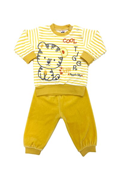hoppala baby Tiger Desenli Kız-erkek Bebek Kışlık Kadife 2li Takım