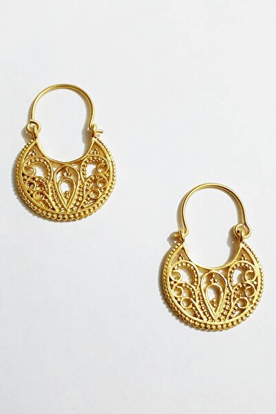 EDWOL Altın Renk Kaplama Antik Çelik Desenli Küpe Gold