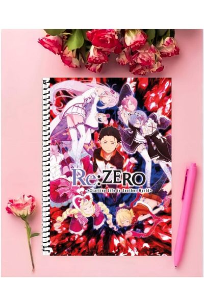 animeandyourworld دفتر Re Zero Anime 1 قطعة تصميم خاص A4 مقاس 21*29 سم دفتر سلكي ذو مربعات