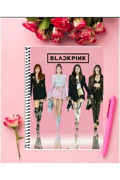 animeandyourworld Black Pink Notebook 1 Piece Special Design A4 Size Ringed Unlined Notebook 21*29 Cm