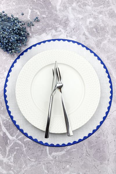 WEARE2 Μπλε Στρογγυλό Κεντητό Αμερικάνικο Σερβίτσιο