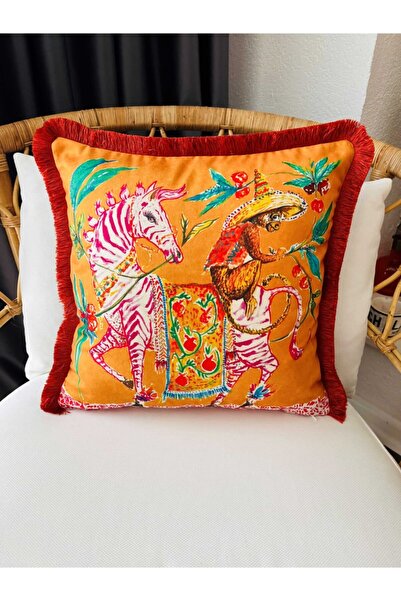 ge living Подушка з оббивкою з оксамиту з малюнком рожевої зебри, розмальована аквареллю