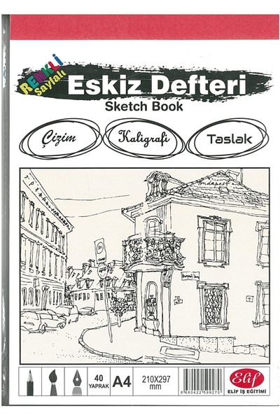 Elif İş Eğitim Colorful Sketchbook, Sketch Book A4 160gr40 Sheets