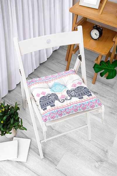 Realhomes Modern Elephant Pattern Digital Printed Modern Fluffy Chair Cushion