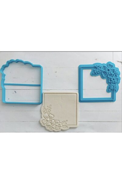 flament aşk Kurabiye Kalıbı Çiçek Desenli Kare