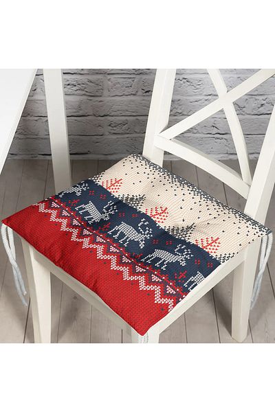 Realhomes Cross Stitch Pattern Christmas Theme Digital Printed Fluffy Chair Cushion