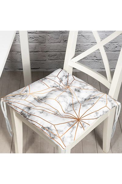 Realhomes Gold Geometric Shapes Specially Designed Pouf Chair Cushion on Marble Floor