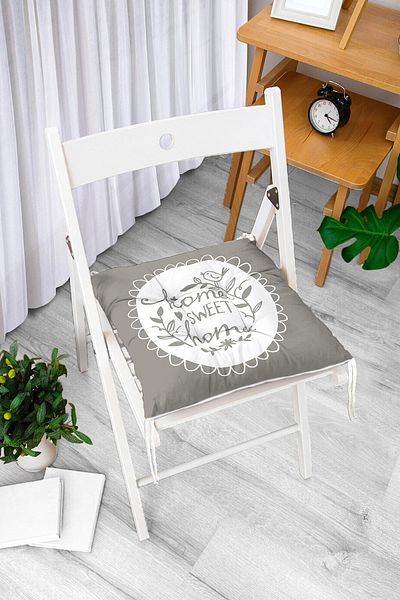 Realhomes Home Sweet Home Digital Printed Fluffy Square Chair Cushion