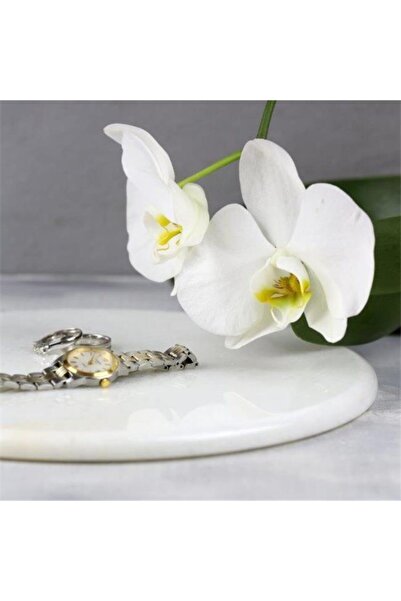 Akayev Marble 25 Cm White Round Presentation Plate