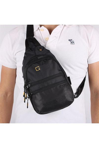 Bagacar Τσάντα ώμου Mega Model 1033 Μαύρη Unisex Body Bag