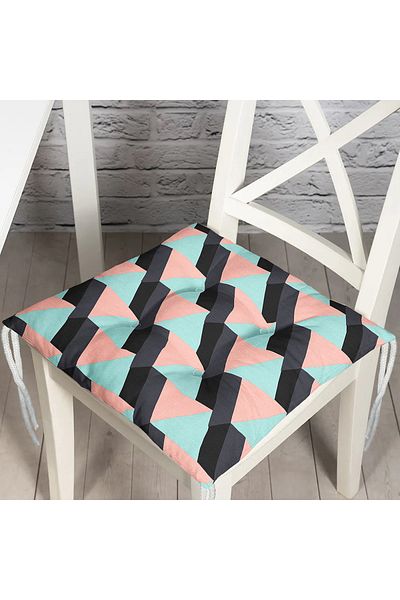 Realhomes Modern Digital Printed Fluffy Chair Cushion with Triangle Motif