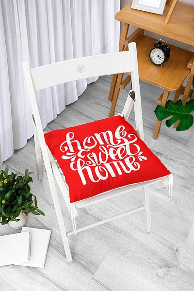 Realhomes Home Sweet Home Pernă pentru scaun pătrată pufoasă imprimată digital