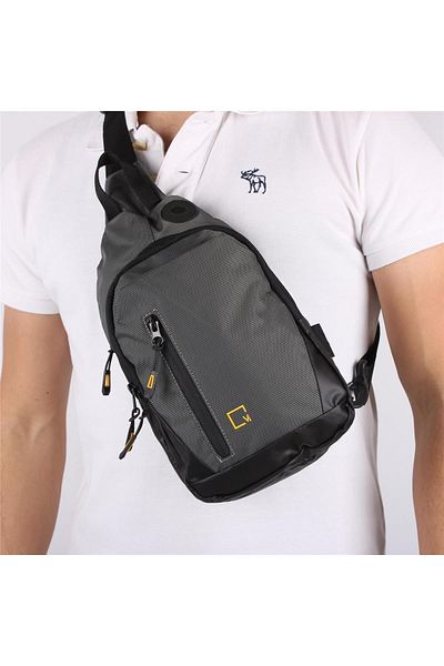 Bagacar Τσάντα ώμου Mega Model 1025 Γκρι Unisex Body Bag