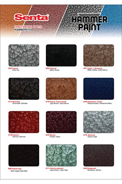 Senta Boya Senta Hammertone Direkt Pas Üzeri Çekiç Desenli Metal Yüzey Boya 0.75 Lt